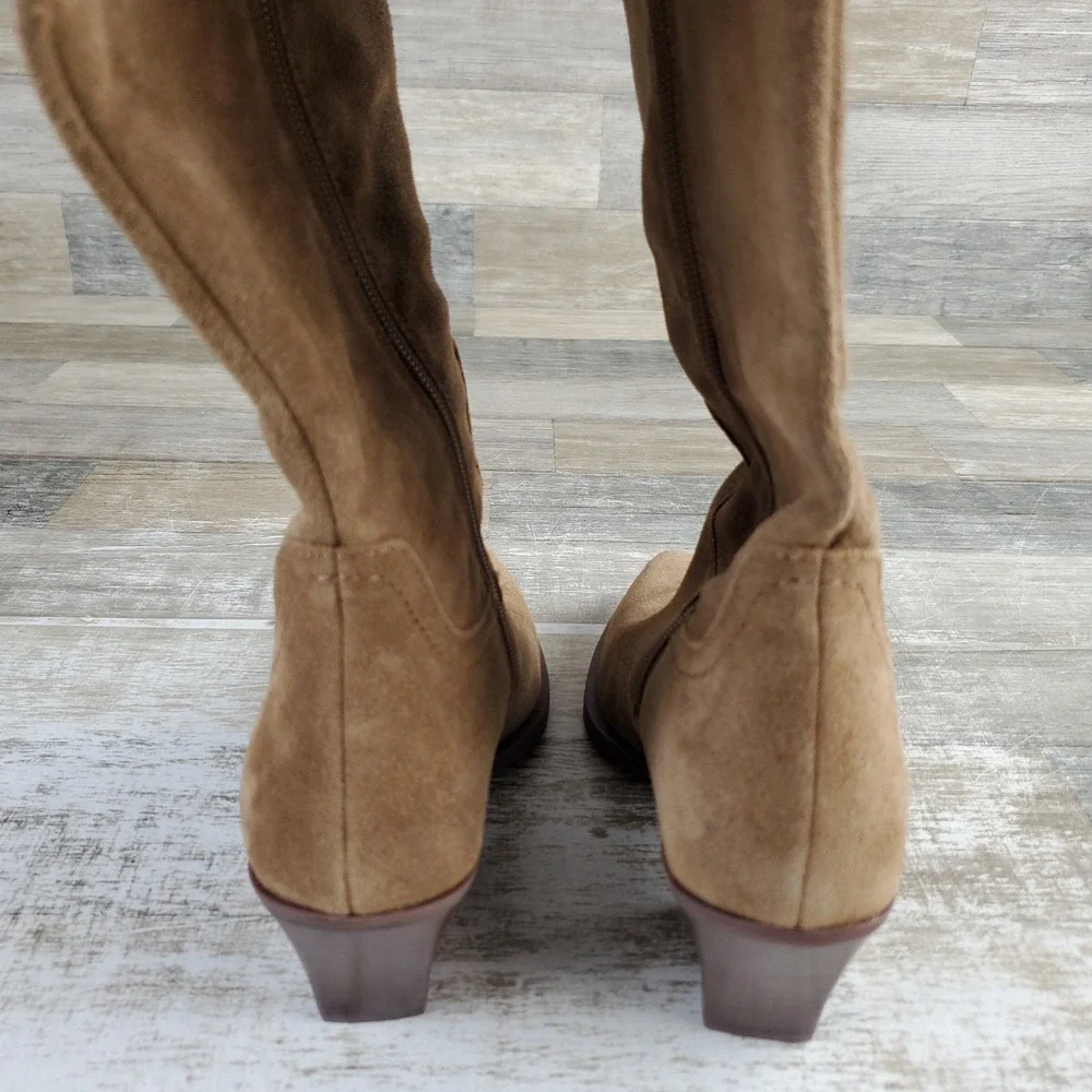 Dolce Vita Ramsay Womens Knee High Boots Sz 6.5 Light Brown Side Zip Pointed Toe